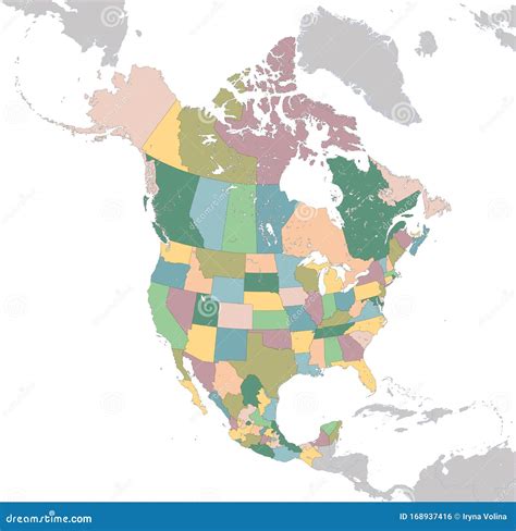 Mapa De Norteamérica Con Estados Unidos Canadá Y México Ilustración del Vector Ilustración de