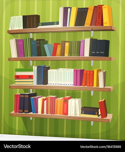 Cartoon Library Bookshelf On The Wall Royalty Free Vector