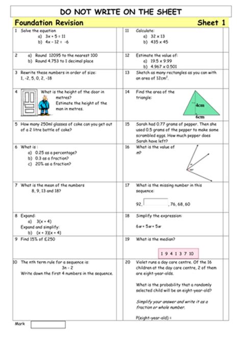 Gcse Maths Revision Worksheets By Ntsecondary Teaching Resources Tes