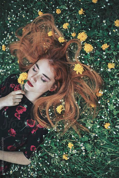 Portrait Of A Beautiful Ginger Haired Woman With Freckles By Jovana