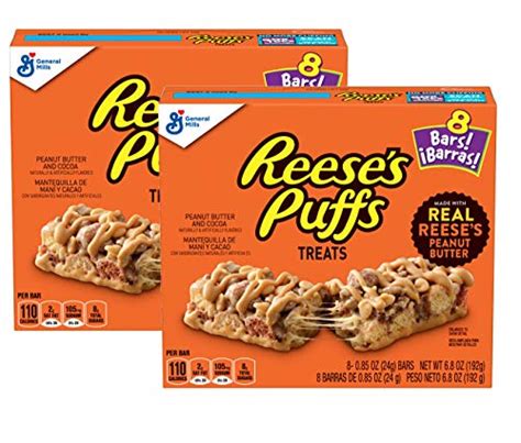 reese s puffs peanut butter and cocoa treats flavored cereal bars 2 boxes 16 bars
