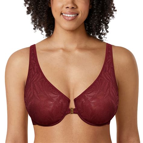 AISILIN Women S Front Closure Bra Unlined Lace Plunge Sexy Underwire