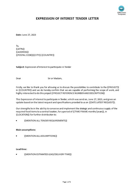 Letter Of Interest Template Microsoft Word For Your Needs Letter