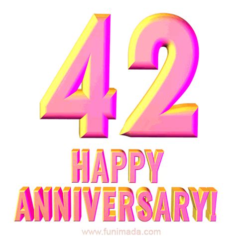 Happy 42nd Anniversary 3d Text Animated 