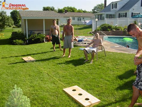 Washers (metal disks) are generally about before starting the game, place all the washer boards 10 feet apart, with the front edges exactly 10 feet apart. Other Games Besides Cornhole - Inside Tailgating
