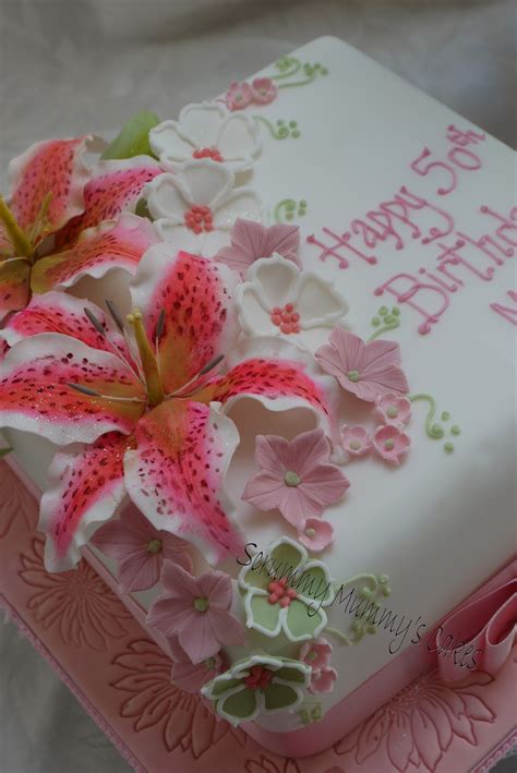Scrummy Mummys Cakes Stargazer Lily 50th Birthday Cake