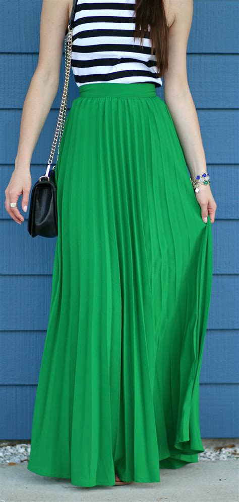 How To Style A Pleated Green Maxi Skirt For Spring Diary Of A Debutante Pleated Skirt Outfit