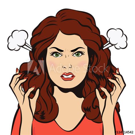 Young Angry Woman With Steam Blowing From Ears Negative