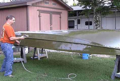 When i am putting a new bottom on my boat in the shipyard (it's a 34foot steel sloop) it's standing on it's keel and being kept upright with the jacks. How to Paint a Jon Boat - Flat Bottom Boat World