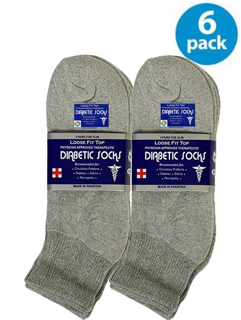 Usbingoshop 6 Pairs Mens Gray Physicians Approved Cotton Ankle Diabetic