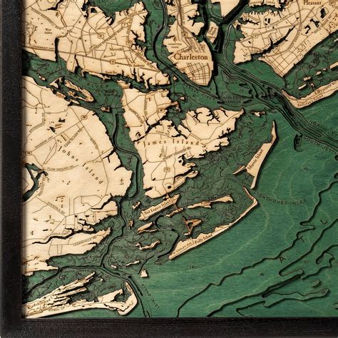 Charleston Wooden Map Art Topographic 3d Chart
