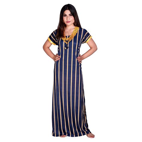 buy indian handicraft satin girls women nighty night gown maxi gown sleepwear nightgown 020 blue