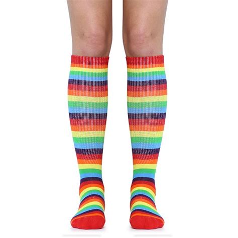 Rainbow Stripe Knee High Socks J 016