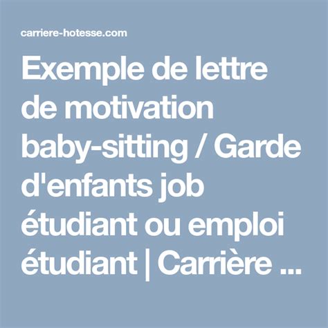 Lettre De Motivation Job Dété Baby Sitting