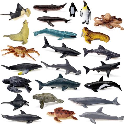 24 Pieces Ocean Animal Figures Realistic Plastic Sea Animals Figurines