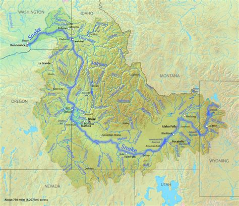 Map Of The Snake River In The Pacific Northwest Usa World
