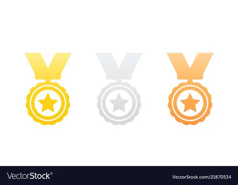 Medals Gold Silver And Bronze Icons On White Vector Image