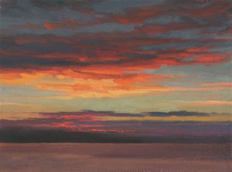 Towering clouds the variety of shapes and colors we can see in the sky is almost limitless how to paint sunset oil and acrylic paintings step by step instructions with sunset illustrations of the painting. Ken Bushe. Evening Sky Study 6 x 8 ins. Oil on Canvas ...