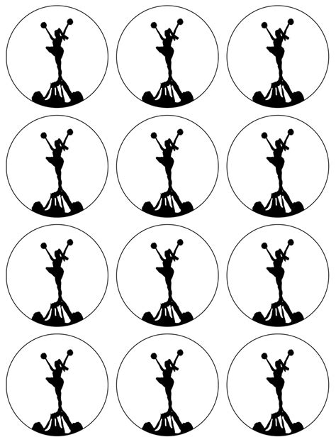 Cheerleading Tower Pyramid Action Silhouette Edible Cupcake Topper Ima