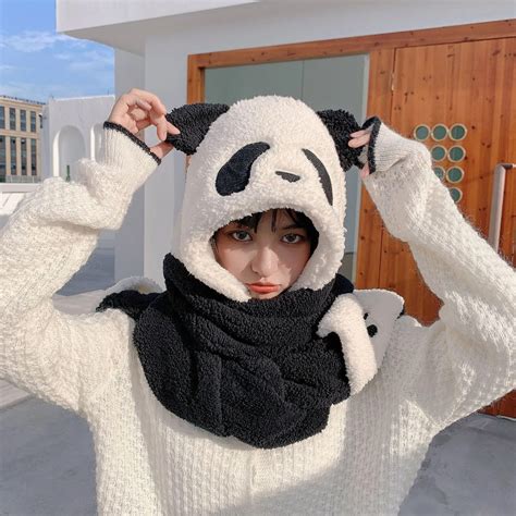 Panda Hat And Scarf And Gloves Set Animalchanel