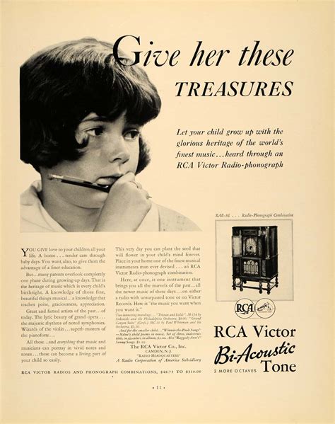 1932 Ad Rca Victor Radio Phonograph Bi Acoustic Tone Original Advert Period Paper Historic
