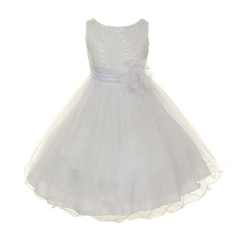 Kids Dream Kids Dream Little Girls White Sequin Bodice Floral