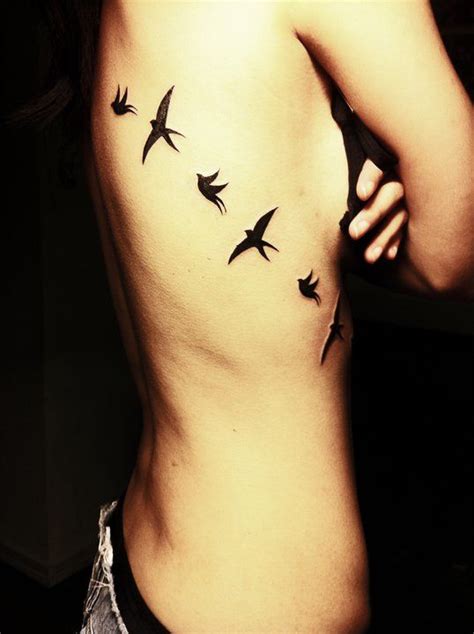 Another Bird Rib Tattoo Not Sure If I Like The Birds Flying Left Or Flying Right At The