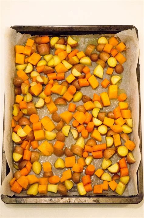 Pompoen met Wortel en Aardappel Traybake