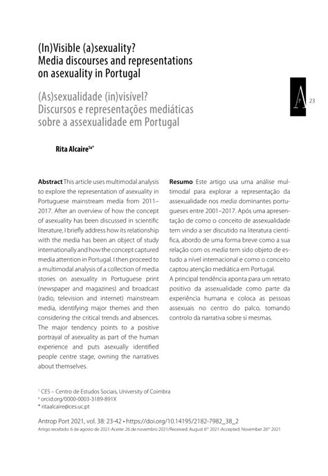 PDF In Visible A Sexuality Media Discourses And Representations On Asexuality In Portugal