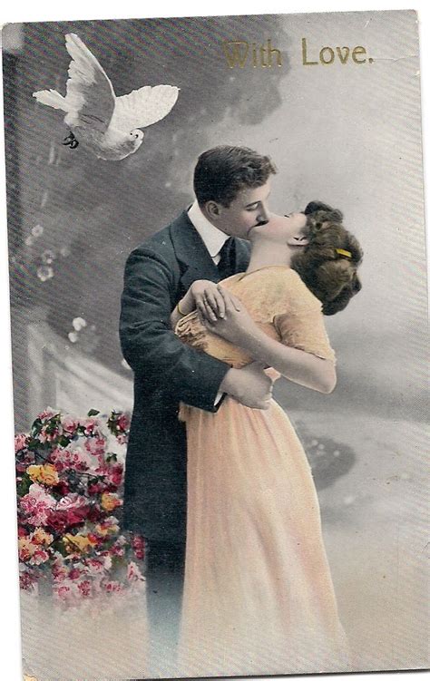 Vintage Postcard Romantic Photo Valentine Couple With Love Ebay