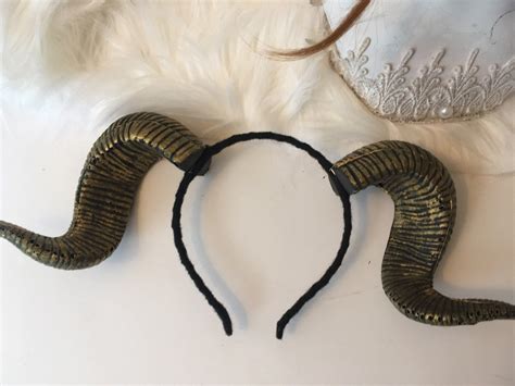 Gold Metallic Ram Horns Headband Fantasy Satyr Costume Etsy