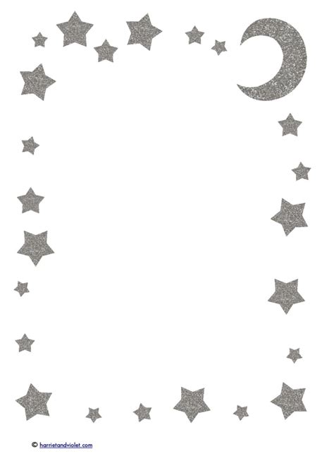 Star Moon Glitter A4 Portrait Border Paper Printable Teaching