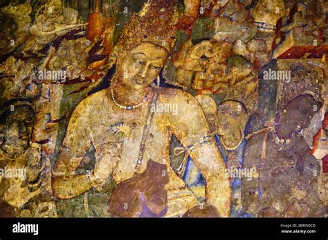 India Maharashtra Ajanta Cave Temple Unesco World Heritage Cave N°1