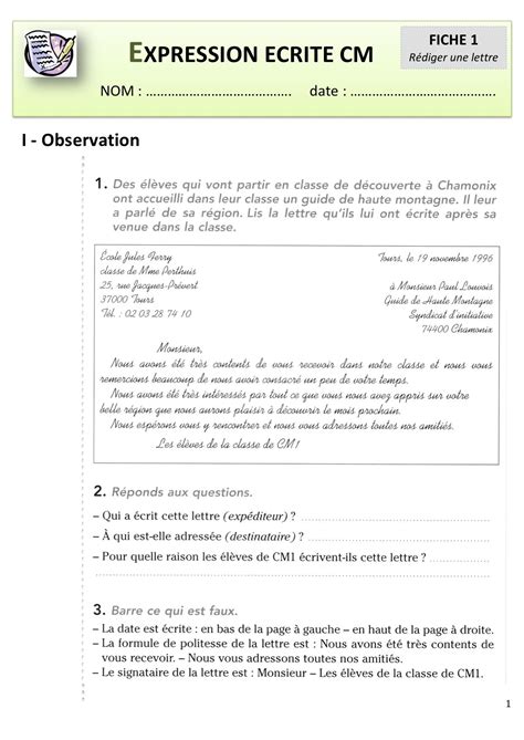 Expression Ecrite Cm Rédiger Une Lettre Et écrire Une Histoire à