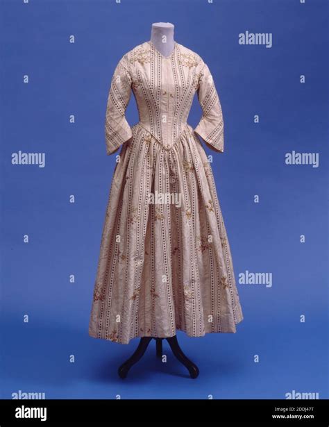 Womans Brocade Dress 1845 Brocaded Silk And Taffeta Applied Arts