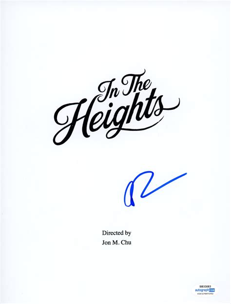 Anthony Ramos Signed In The Heights Script Cover Autographed Acoa Zobie Productions