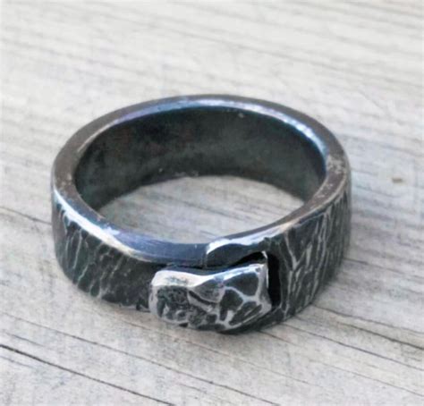 Iron Ring Hammered Ring Hand Forged Ring Etsy