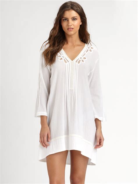 Lyst Oscar De La Renta Cotton Gauze Sleepshirt In White