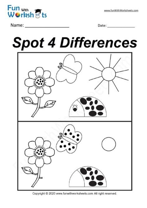 Spot The Difference Flower Scenary Free Printable Worksheets