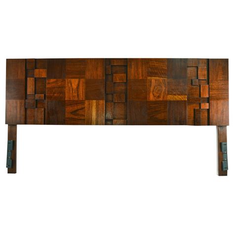 Paul evans mid century dresser wardrobe and bedside table. Lane Brutalist Block Front King Size Headboard at 1stdibs