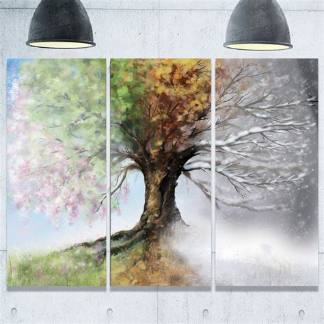Tree With Four Seasons Tree Painting Glossy Metal Wall Art 36wx28h Free Shipping Today