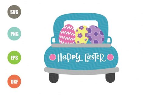 Easter Truck SVG, Happy Easter SVG (460921)