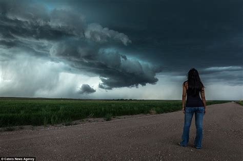 man photographs wife in front of epic tornadoes hurricanes and