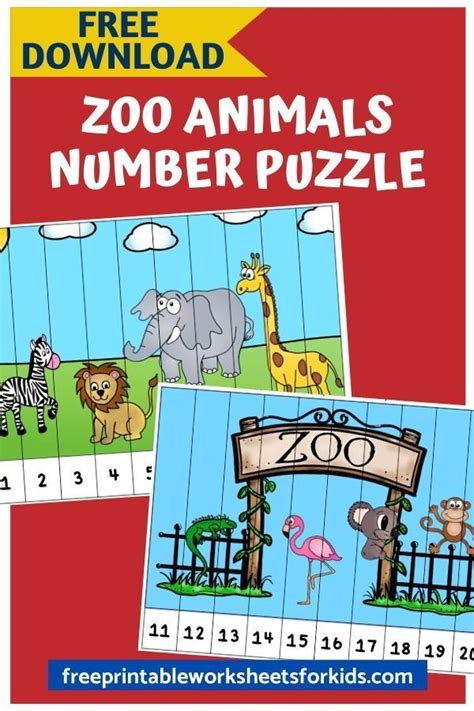 Zoo Animals Number Strip Puzzles Free Printable Worksheets For Kids