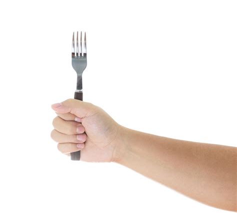 Male Hand Holding A Fork Isolated Premium Photo