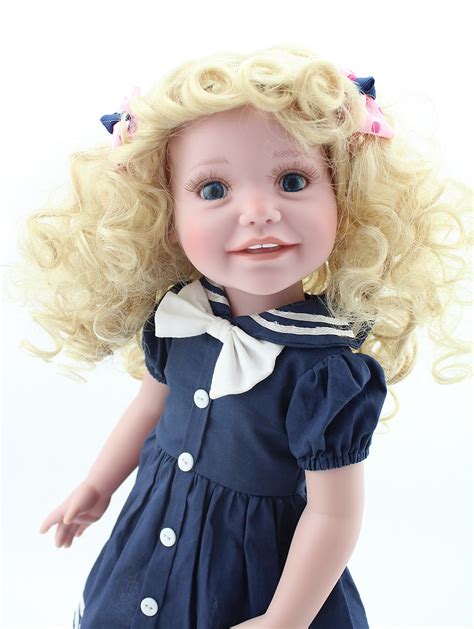 Reborn Baby Doll American Dolls Girl School Blonde Curly Hair Blue Eyes