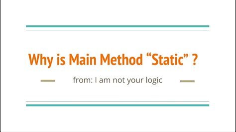 Why Is Main Method Static In Java Youtube