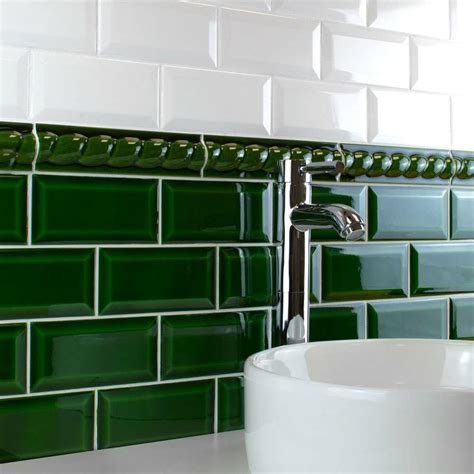 Victorian Gloss Green Mini Metro Tiles Walls And Floors