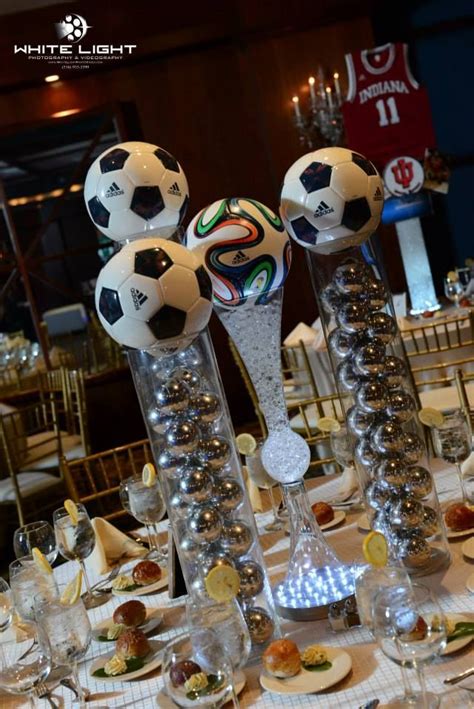 Soccert Themed Centerpieces Created By Lighter Than Air Ltaparty