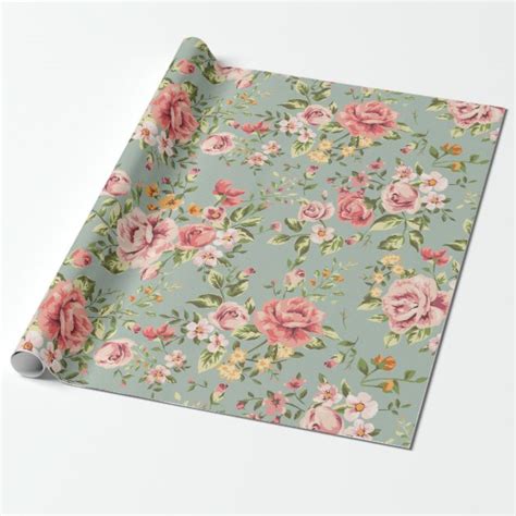 Victorian Vintage Garden Floral Pattern Wrapping Paper